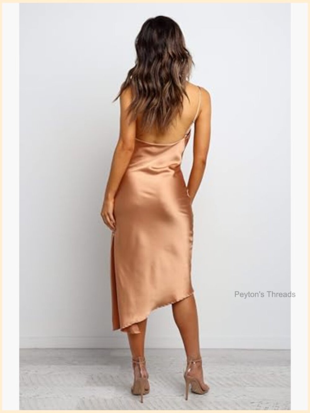 Midi A-Line Cowl Neck Sleeveless Dress with Adjustable Straps - Picture 5 of 5